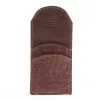 Front pocket wallet with flap in brown American Alligator - front open view - 002