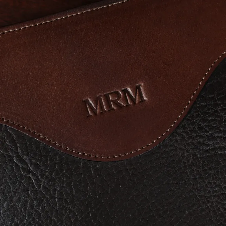 no 28 legal portfolio in tobacco buffalo - front view of initials