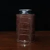 Colonel Can Caddy in brown American Alligator - Single - ID 003 - front view with can and a black background
