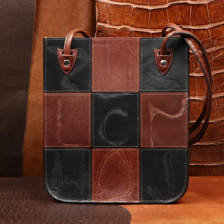 Leather Steeplechase tote - colonel's private stock - front view