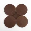 Branded leather table centerpiece in American Steerhide top view