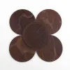 Branded leather table centerpiece in American Steerhide top view