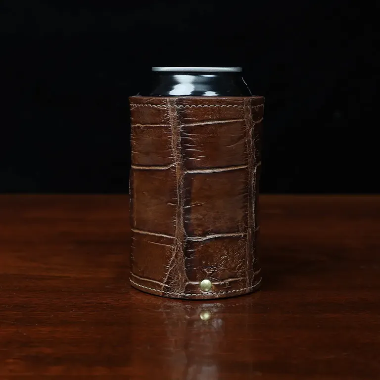 Colonel Can Caddy in brown American Alligator - Single - ID 001 - front view with can