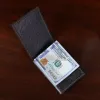 no 102 billfold in tobacco buffalo on dark background - open view with money