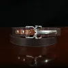 No. 5 Cinch Belt in Brown Leather with Stainless - front coiled view