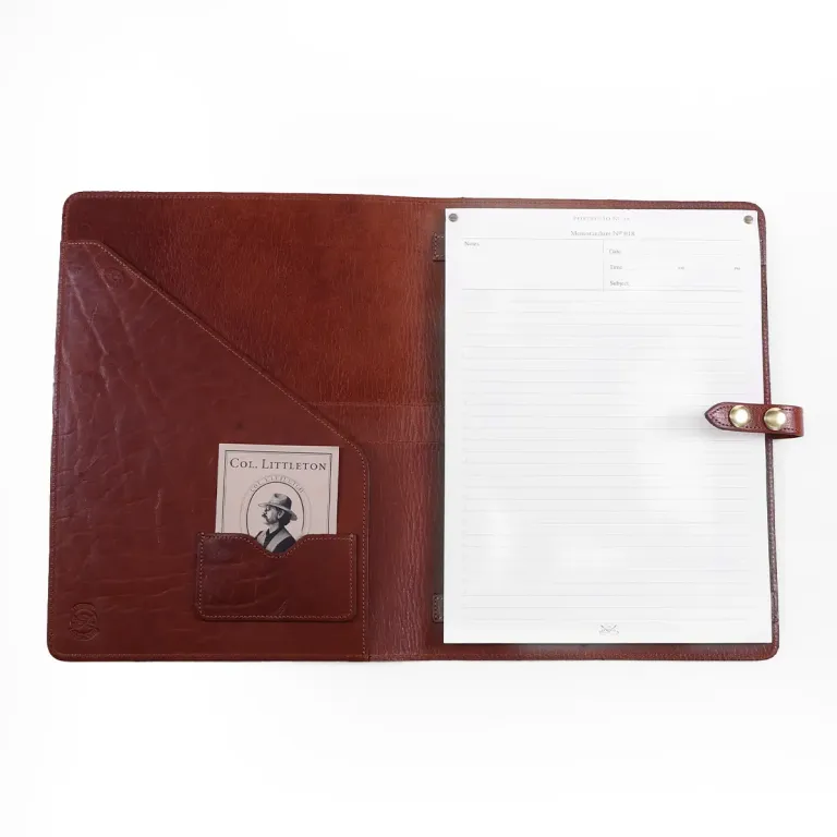No. 18 Leather Portfolio in Colonel's Private Stock - open view