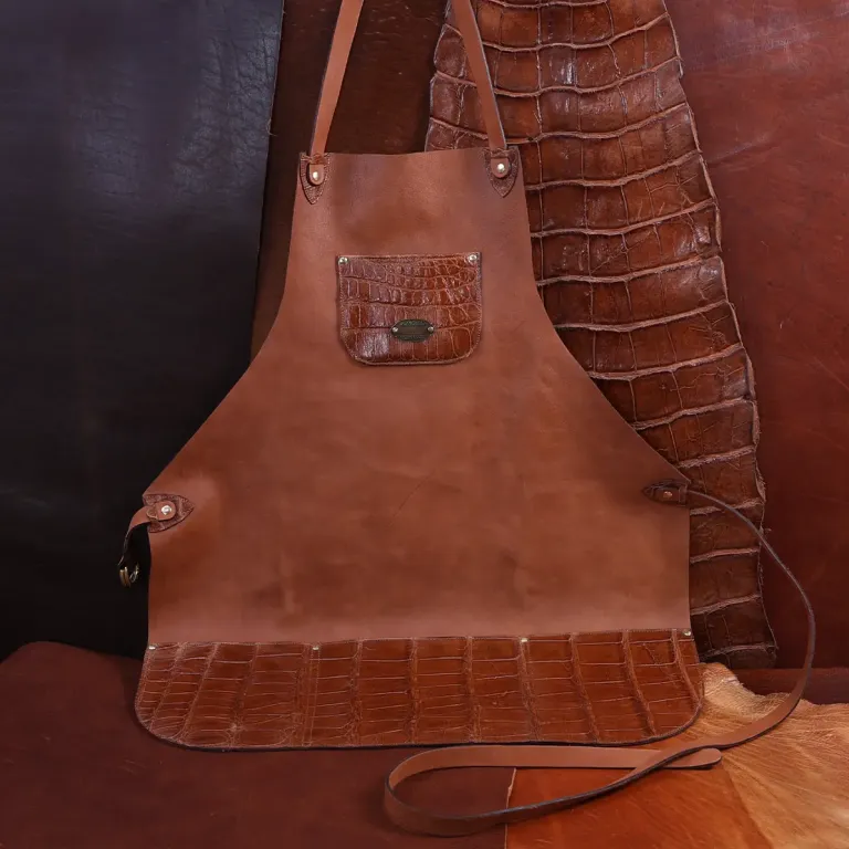Steerhide Apron with an Ameircan Alligator trim - Colonel's Private Stock - front view