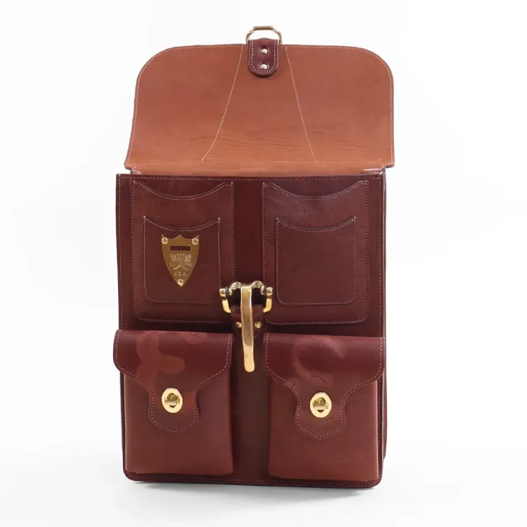 Branded leather dispatch bag in Colonel's Private Stock