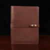 no 18 tablet portfolio in vintage brown - front view with tablet