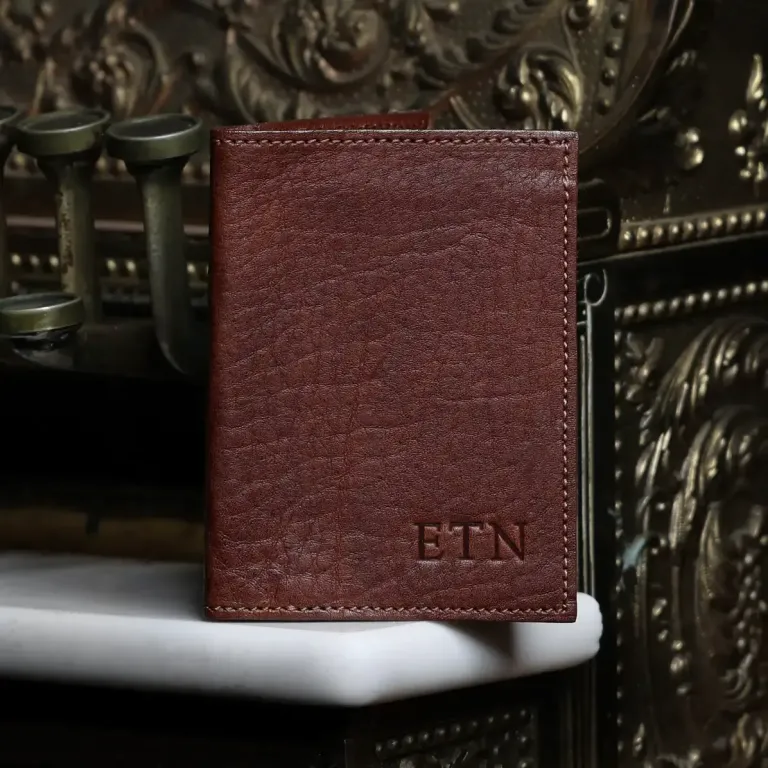 No. 2 Leather Vintage Brown Card Wallet with personalization