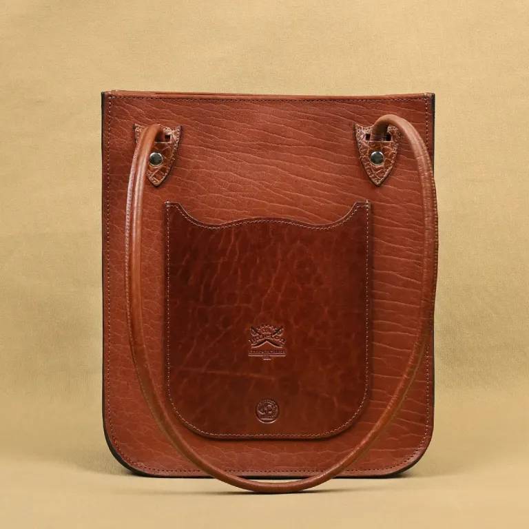 Leather Steeplechase tote - colonel's private stock - front view