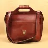 No. 1 Saddlebag Briefcase in rugged American Buffalo back view
