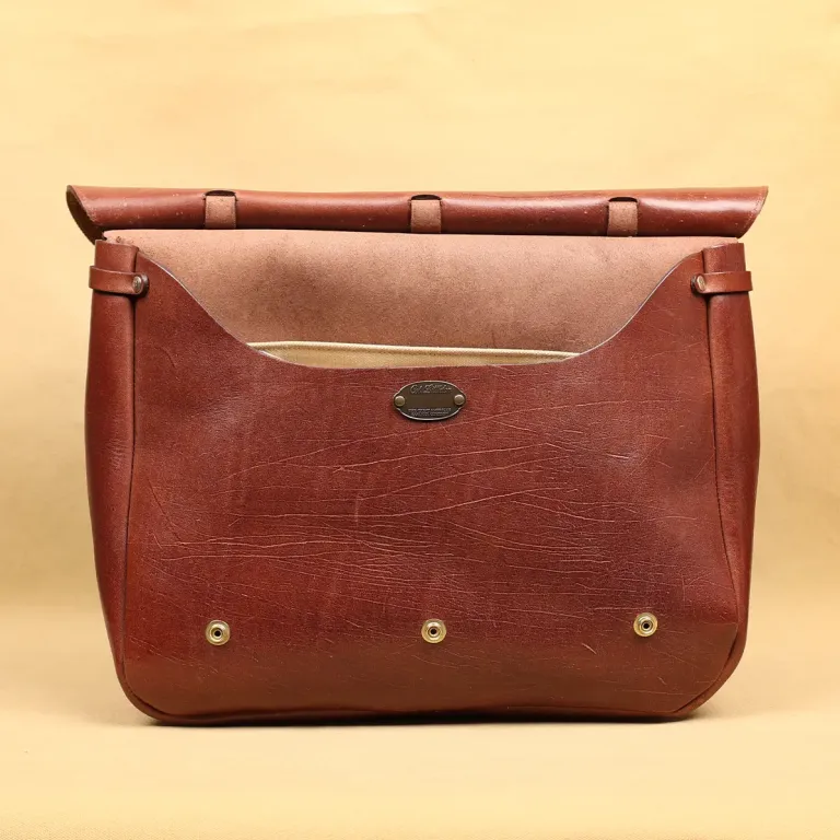 No. 1 Saddlebag Briefcase in rugged American Buffalo front view