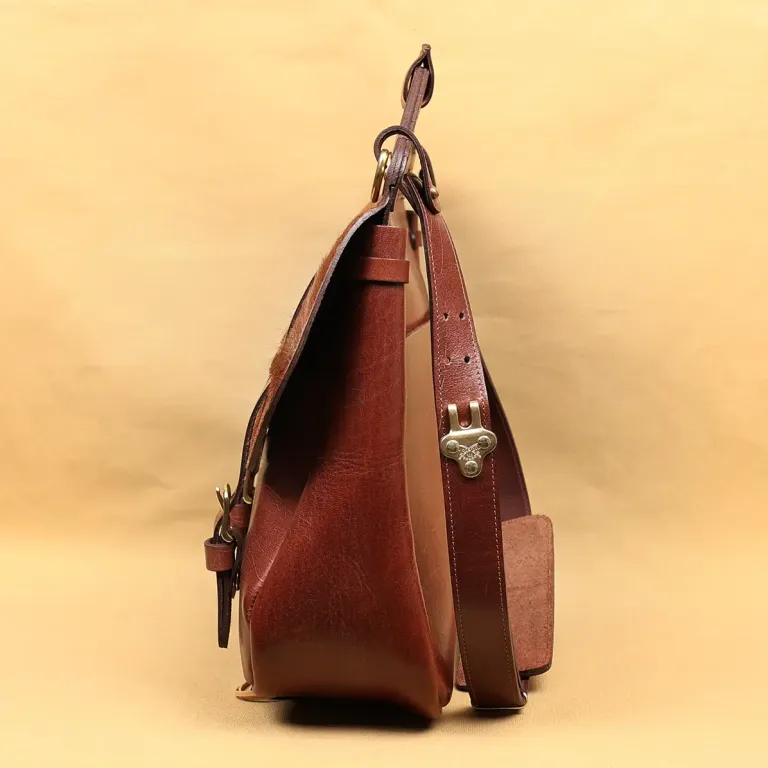 No. 1 Saddlebag Briefcase in rugged American Buffalo side view
