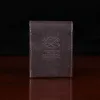 Dark brown american buffalo leather Front Pocket Wallet with fold-over flap - back view