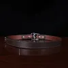 No. 5 Cinch Belt in Brown Leather with Stainless - back view
