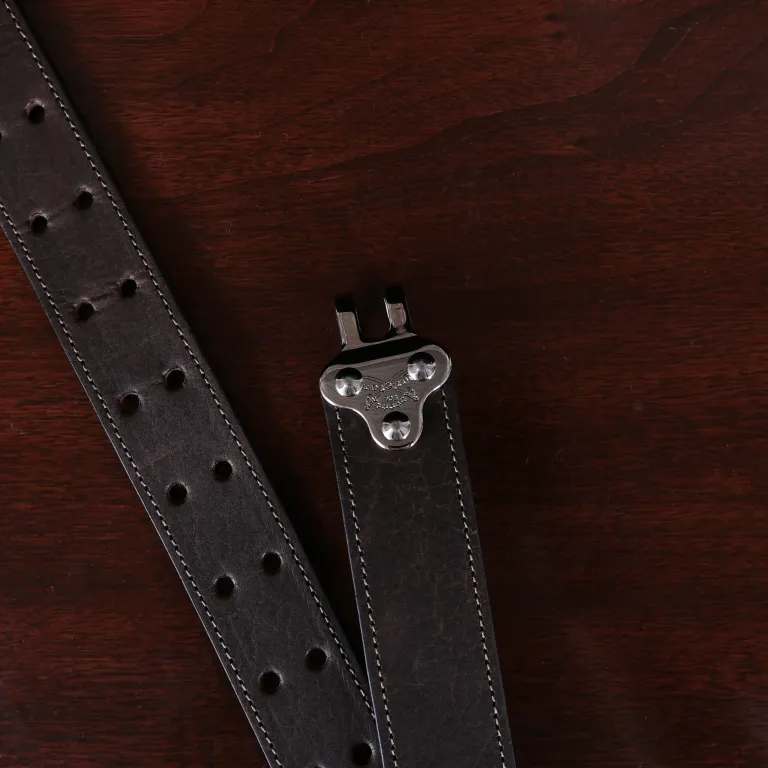 No. 5 Cinch Belt in Brown Leather with Stainless - hook view