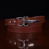No. 5 Cinch Belt in Vintage Brown Leather with Stainless accents - showing the front view