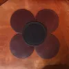 leather table centerpiece in American buffalo top view