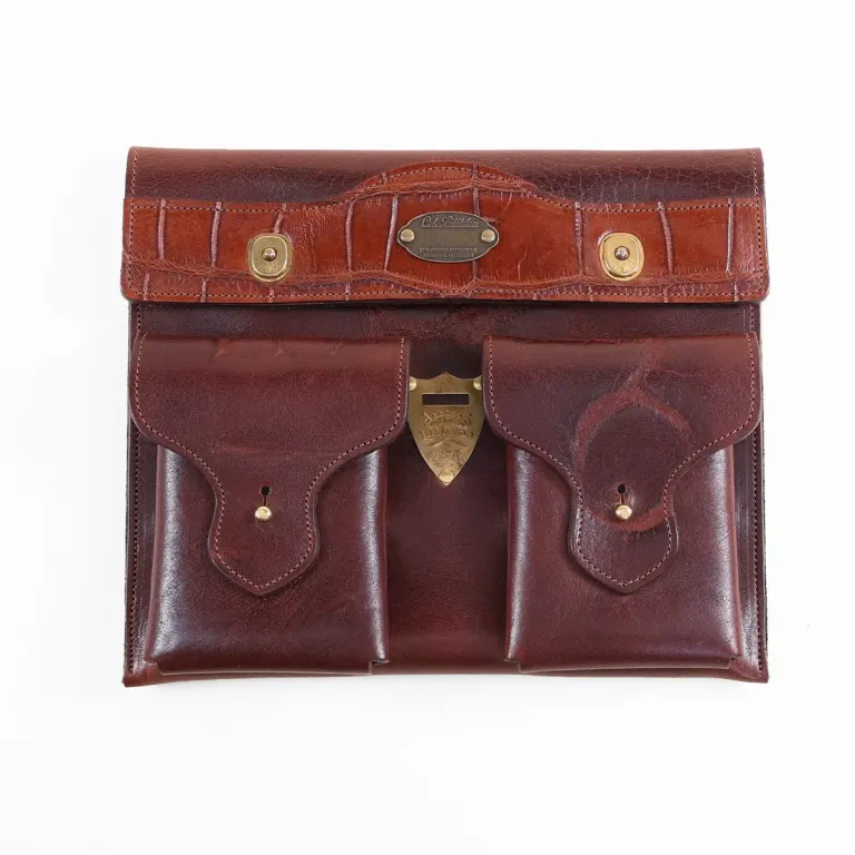 leather conceal carry pouch made of rugged tobacco buffalo leather
