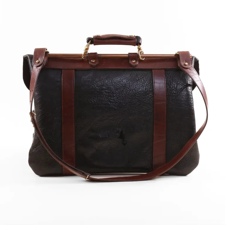front of the american steerhide and american alligator document bag with strap
