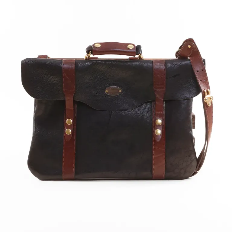 front of the american steerhide and american alligator document bag with strap
