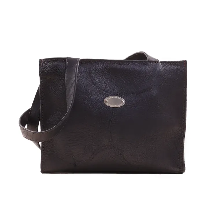 Branded Wayfarer Tote in black showing the front side
