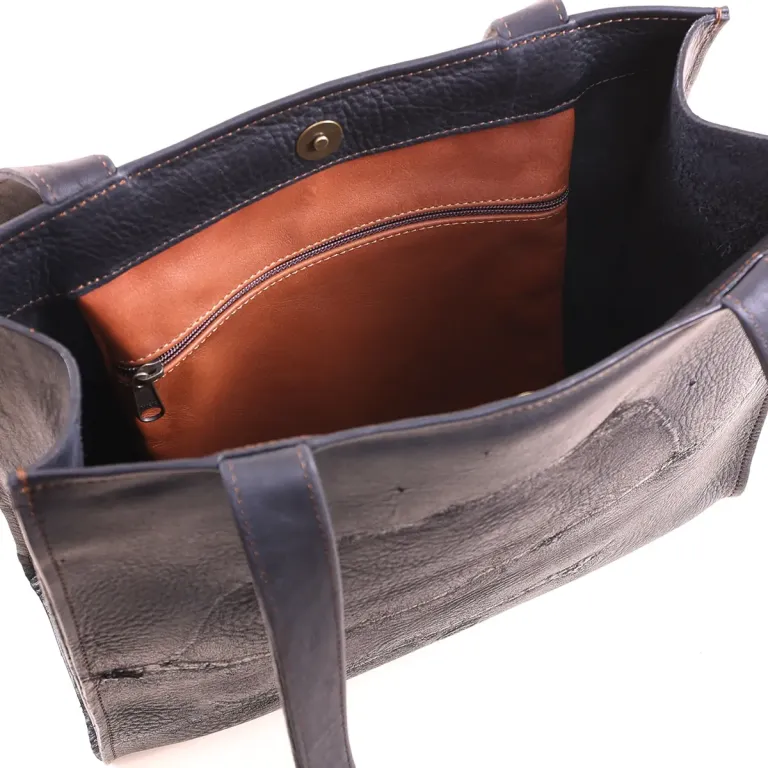 Branded Wayfarer Tote in black showing the front side